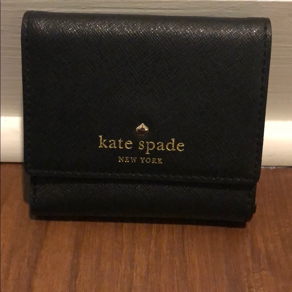 Kate Spade Trifold Black Leather Wallet